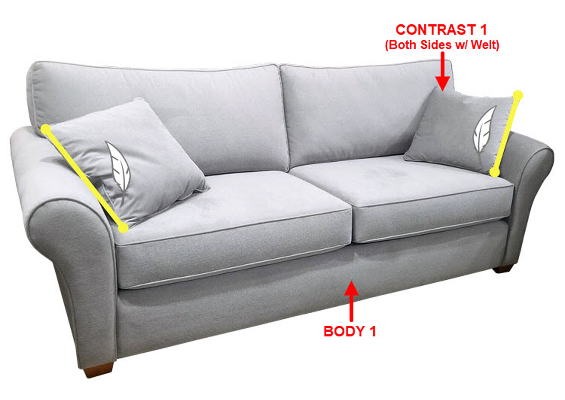 Performance Loft Fabric Sofa w/ 2 Pillows,Stanton