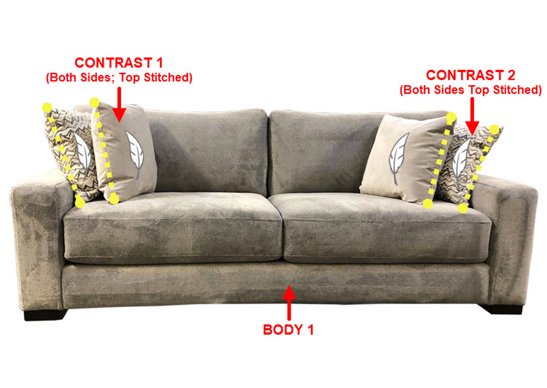 Performance Fabric Sofa w/ 4 Pillows,Stanton