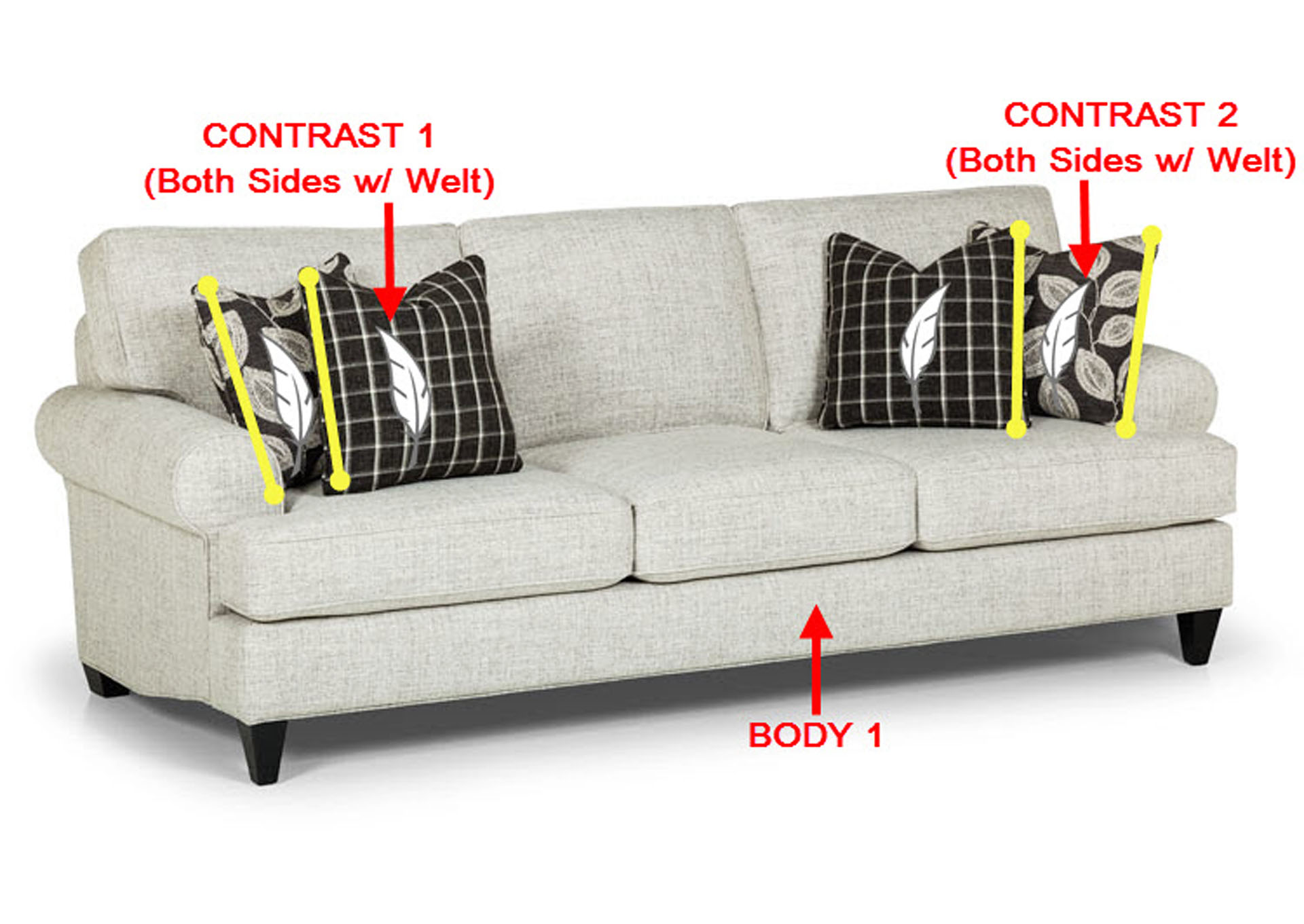 Performance Fabric Sofa w/ 4 Pillows,Stanton