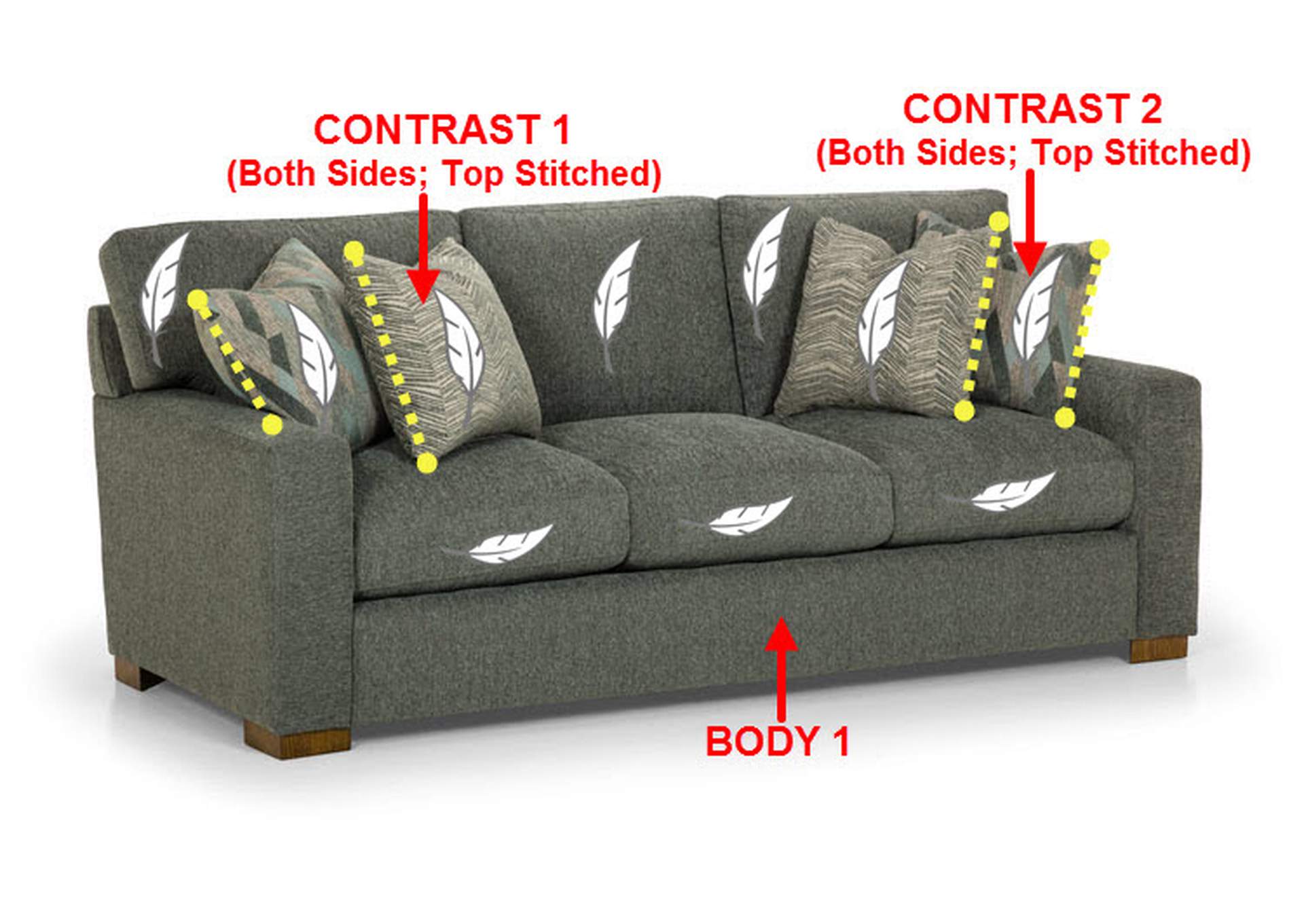 Performance Fabric Sofa w/ 4 Pillows,Stanton