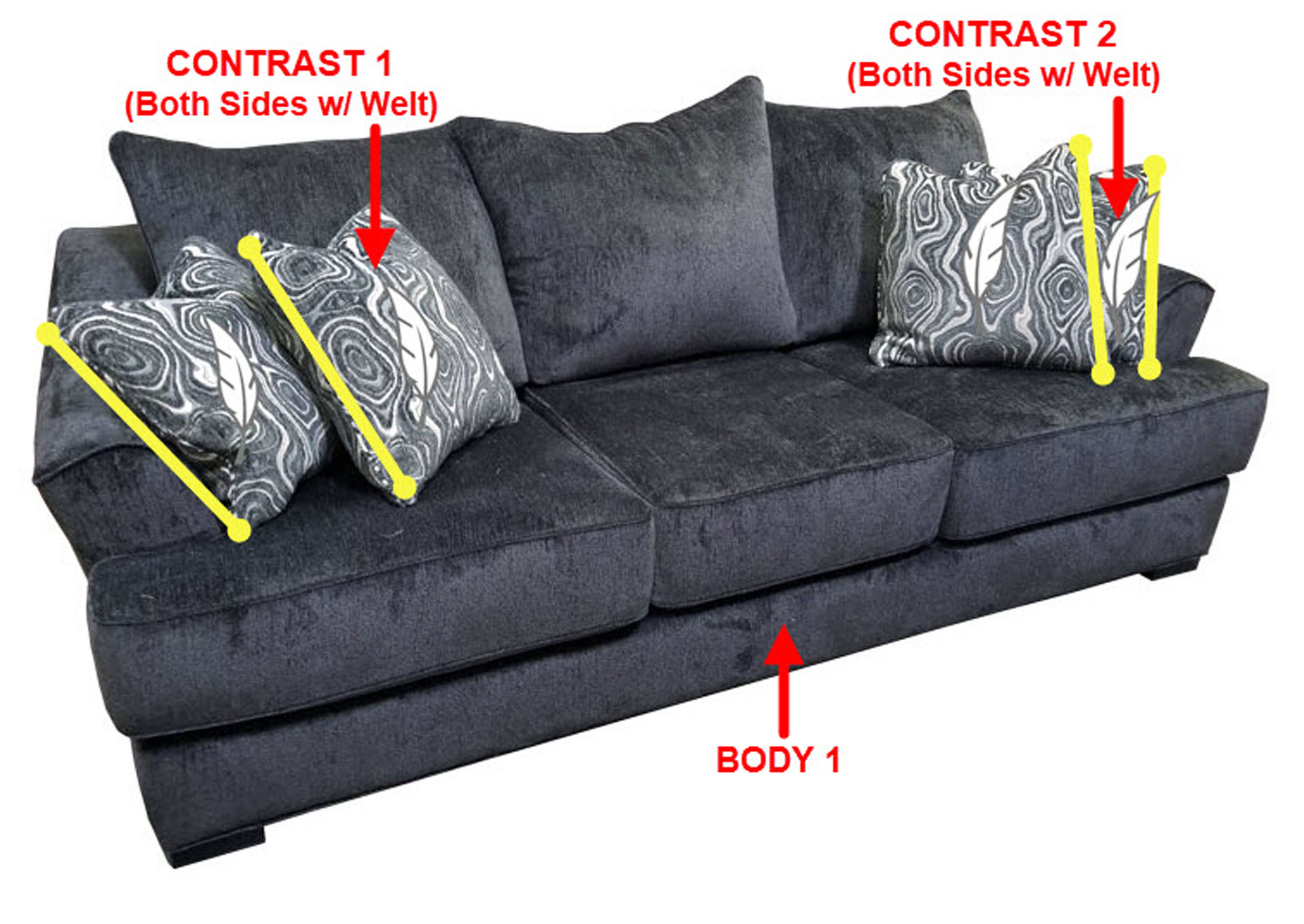 Performance Fabric Sofa w/ 4 Pillows,Stanton