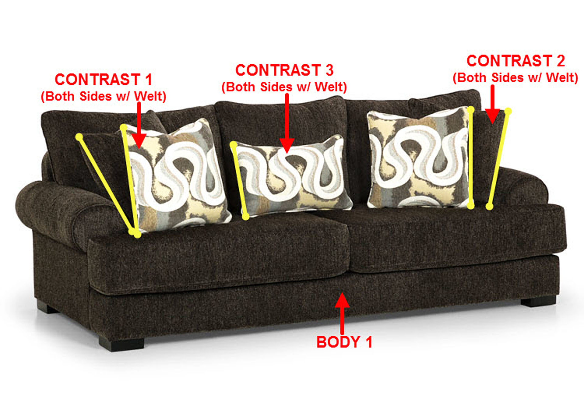 Performance Fabric Sofa w/ 5 Pillows,Stanton
