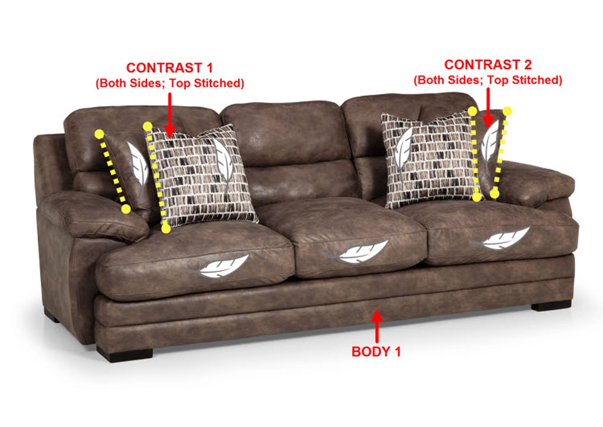 Performance Fabric Sofa w/ 4 Pillows,Stanton