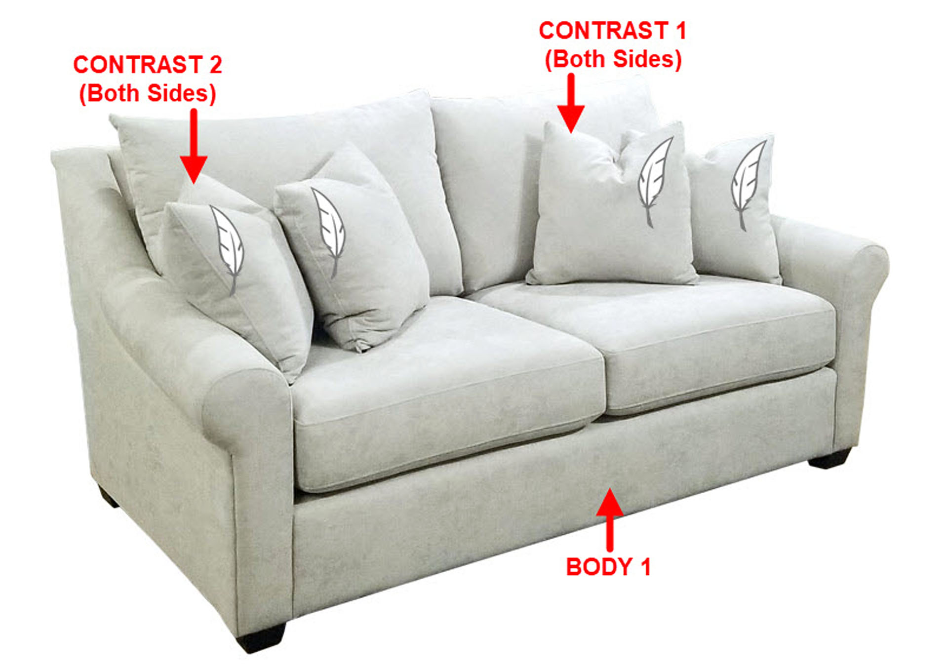 Performance Loft Fabric Sofa w/ 4 Pillows,Stanton