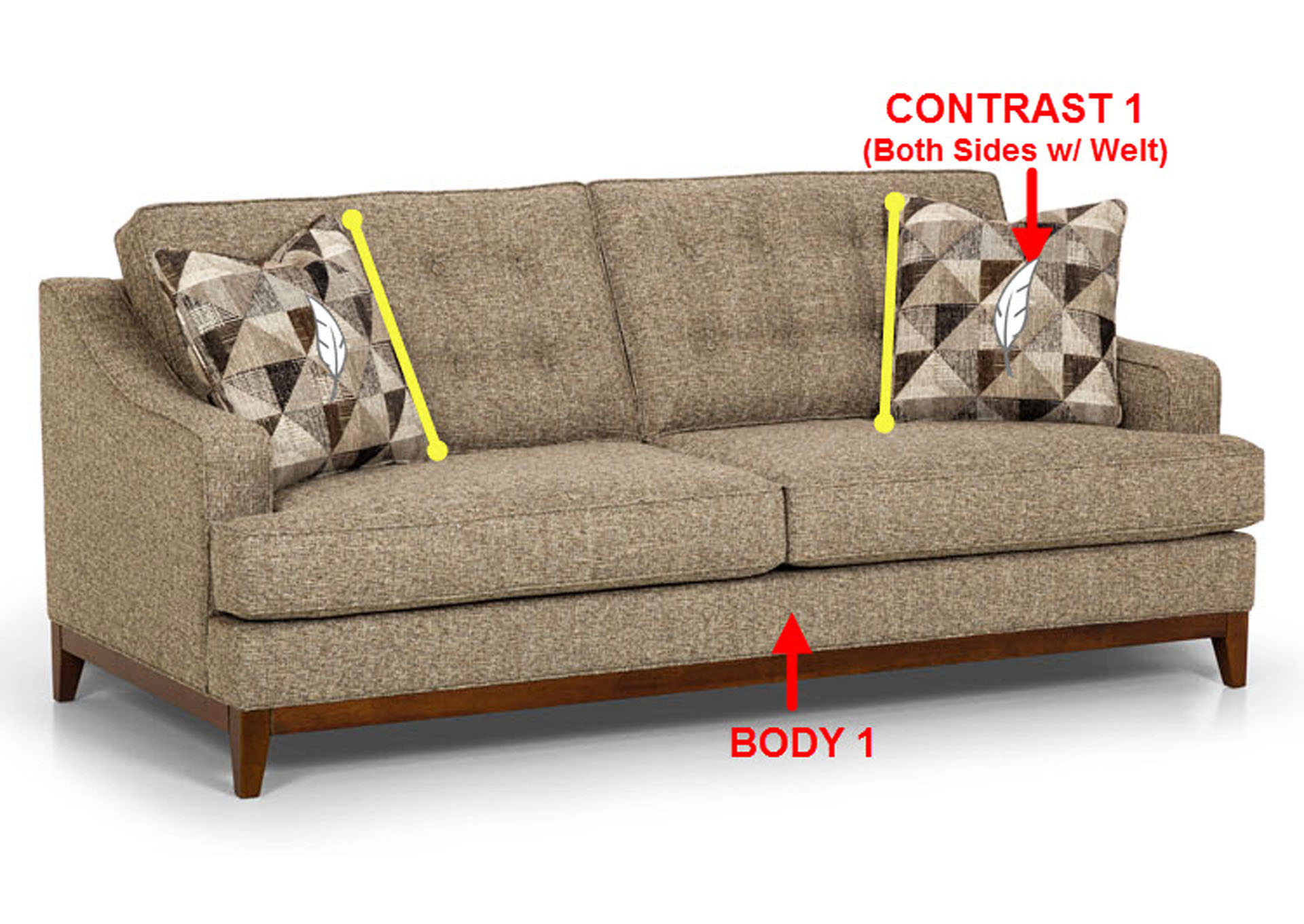 Performance Fabric Sofa w/ 2 Pillows,Stanton