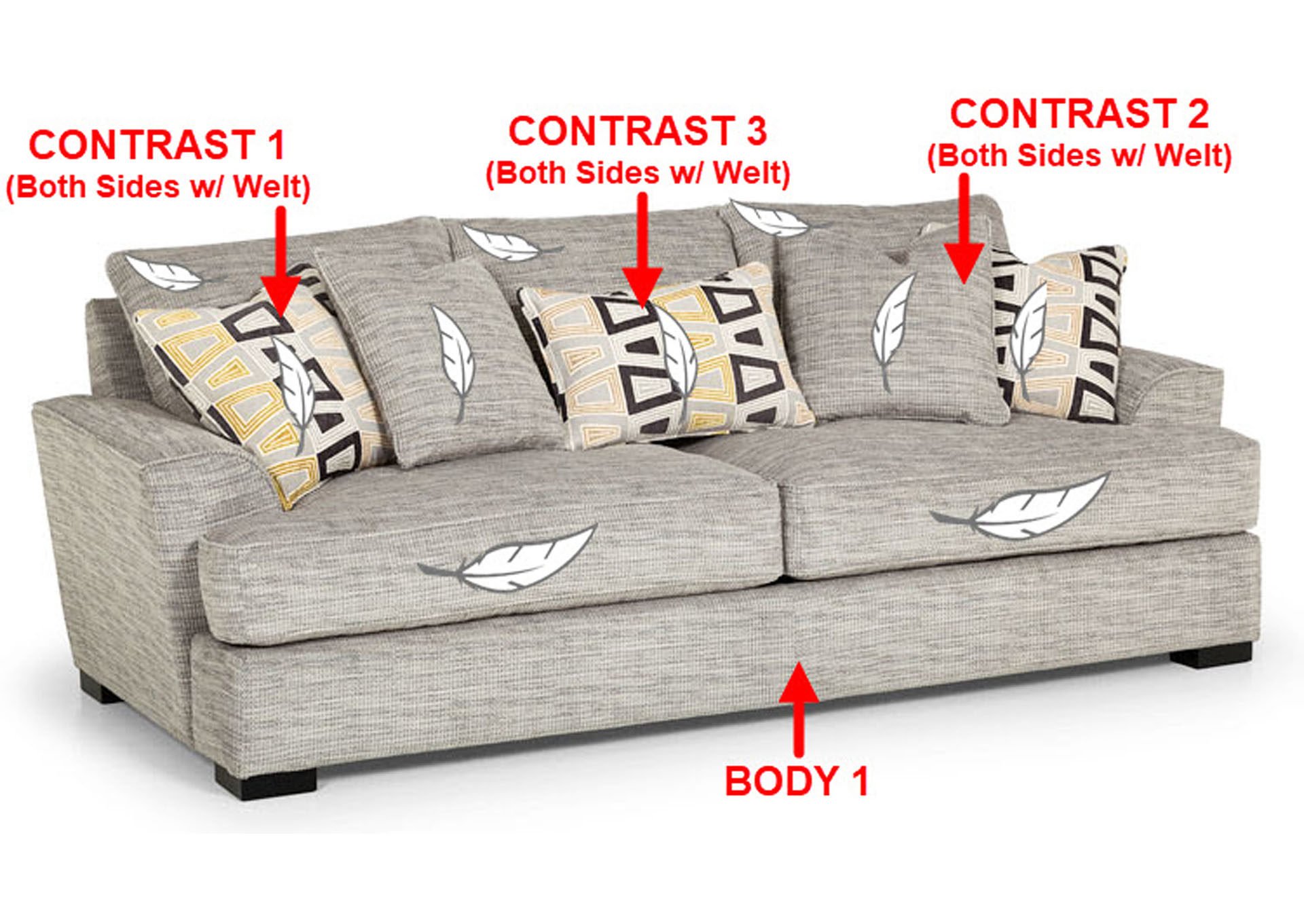 Value Selection Fabric Sofa w/ 5 Pillows,Stanton