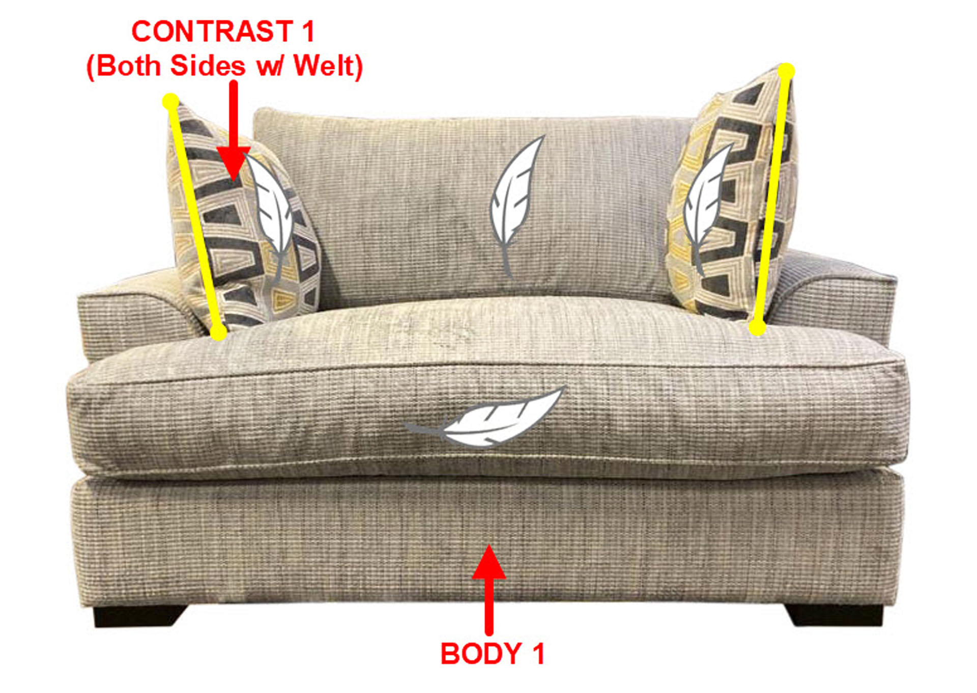 Value Selection Double Chair w/ 2 Pillows,Stanton