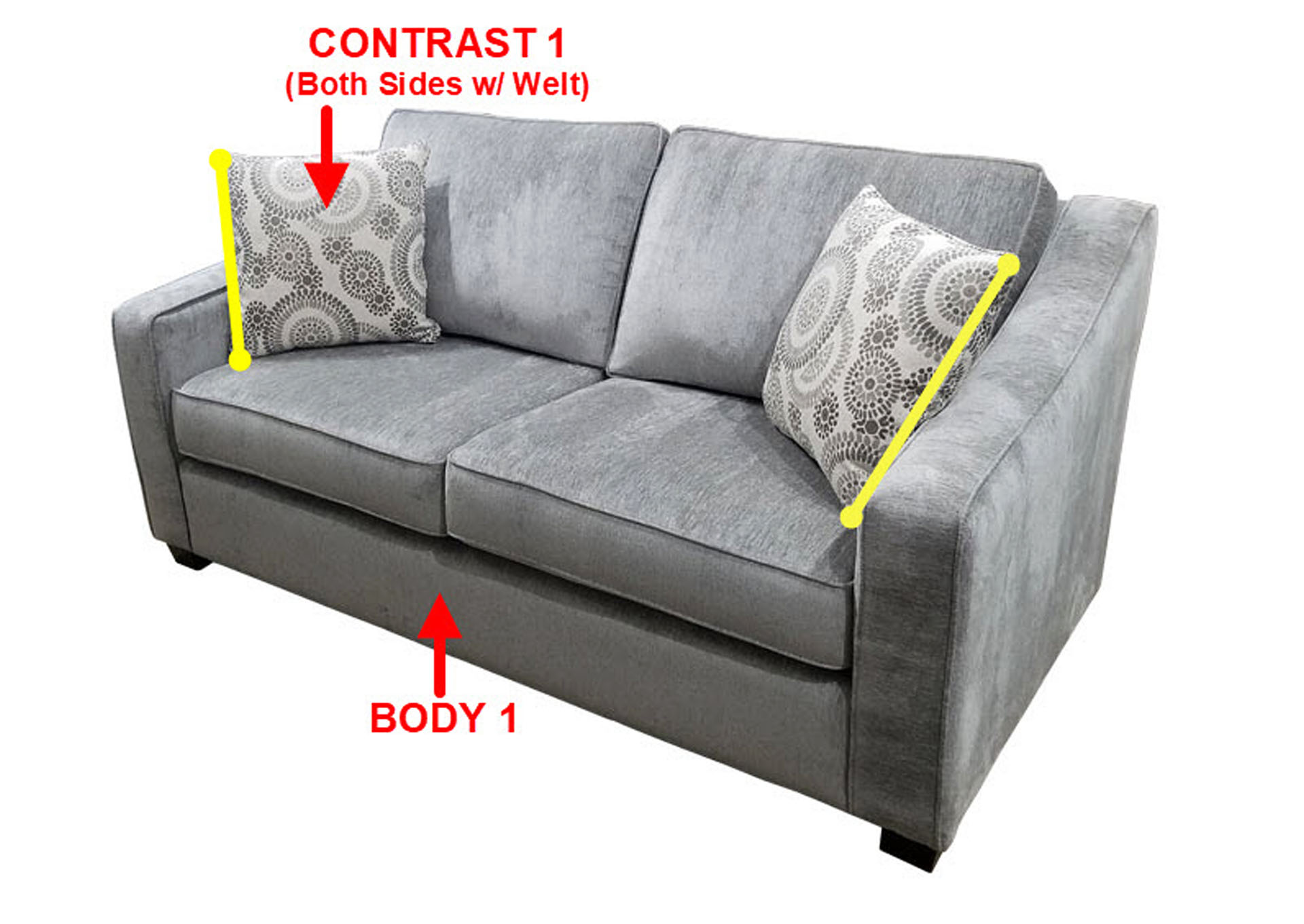 Performance Loft Fabric Sofa w/ 2 Pillows,Stanton