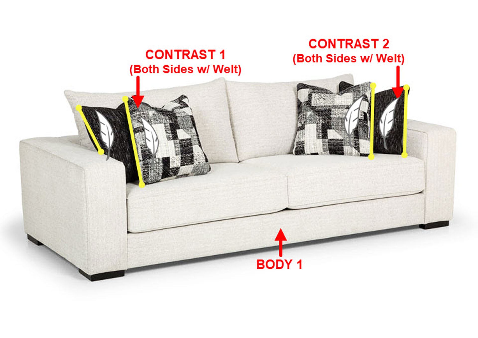 Performance Fabric Sofa w/ 4 Pillows,Stanton