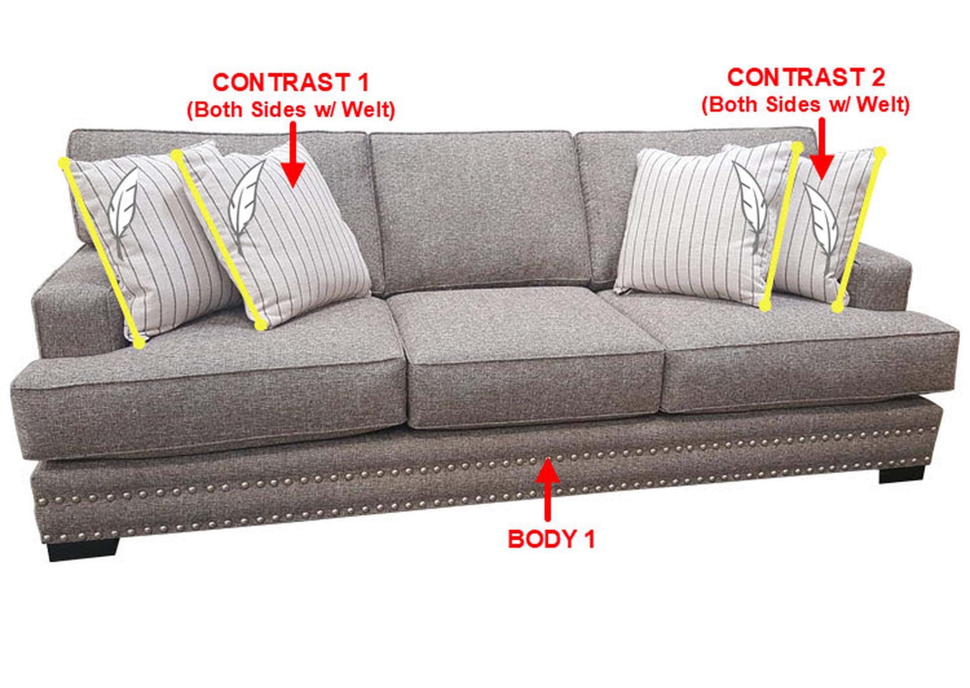 Performance Large Fabric Sofa w/ 4 Pillows,Stanton