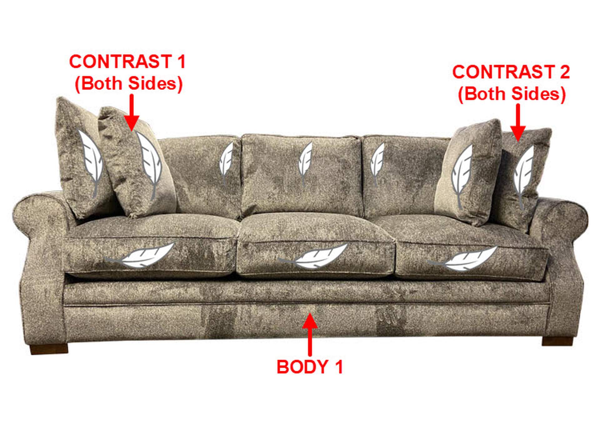 Performance Large Fabric Sofa w/ 4 Pillows,Stanton