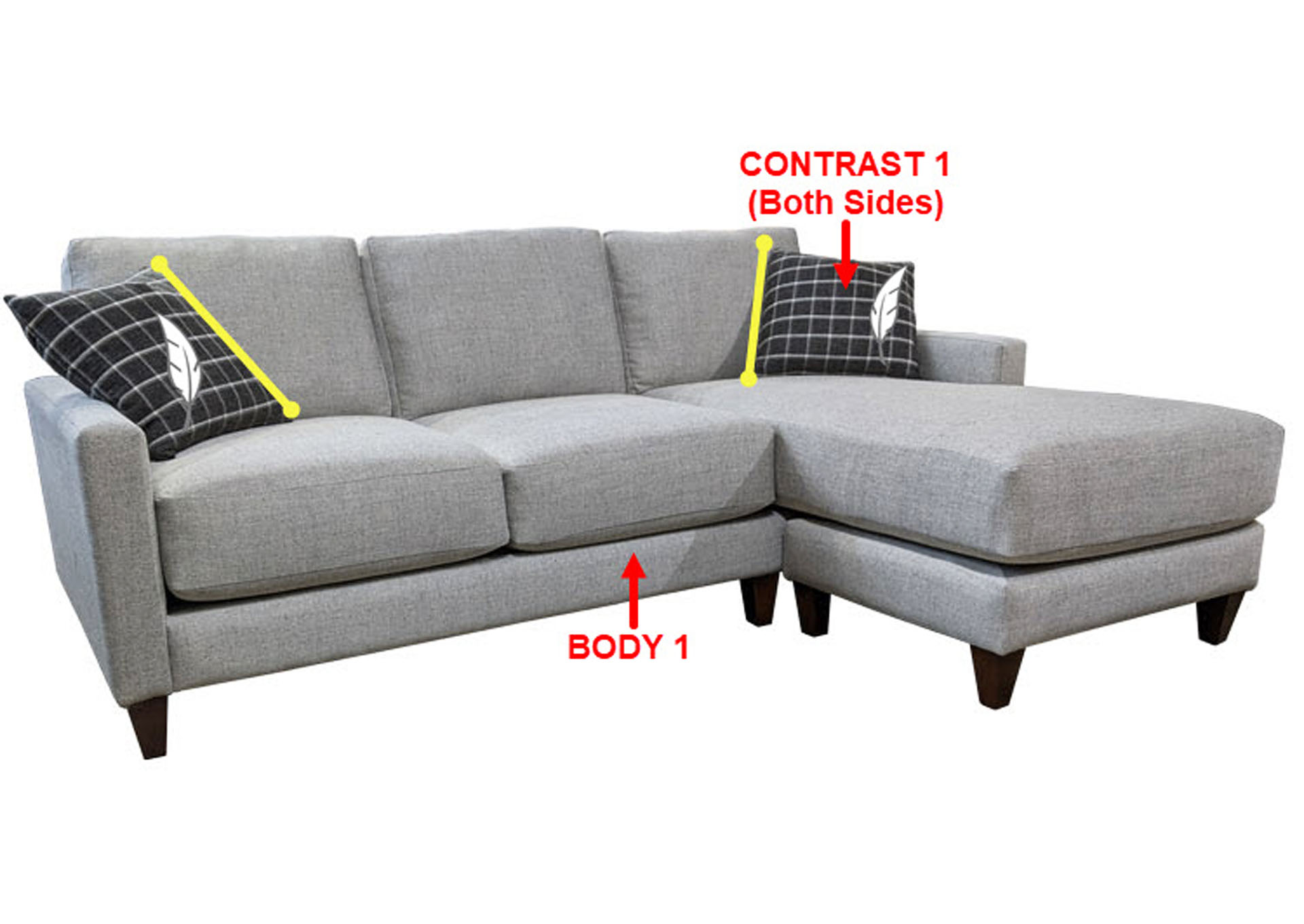 Performance Fabric Sofa Chaise w/ 2 Pillows,Stanton