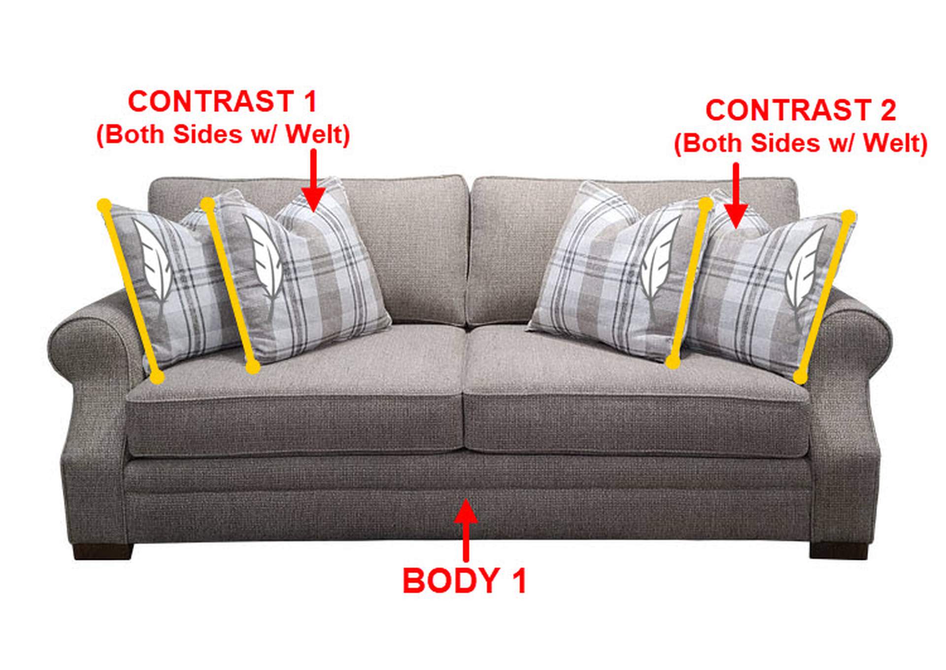 Performance Fabric Sofa w/ 4 Pillows,Stanton