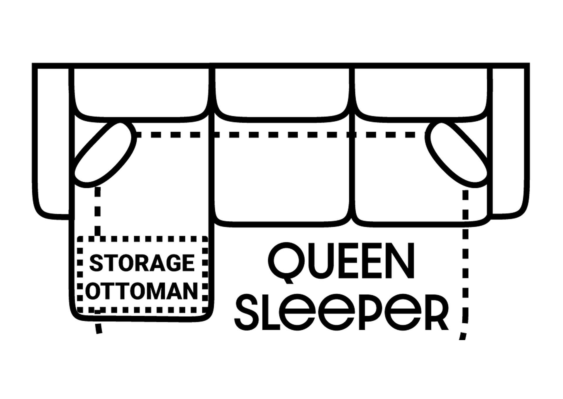 Performance Fabric Sofa Chaise Queen Slpr. w/ Storage Gel w/ 2 Pillows,Stanton