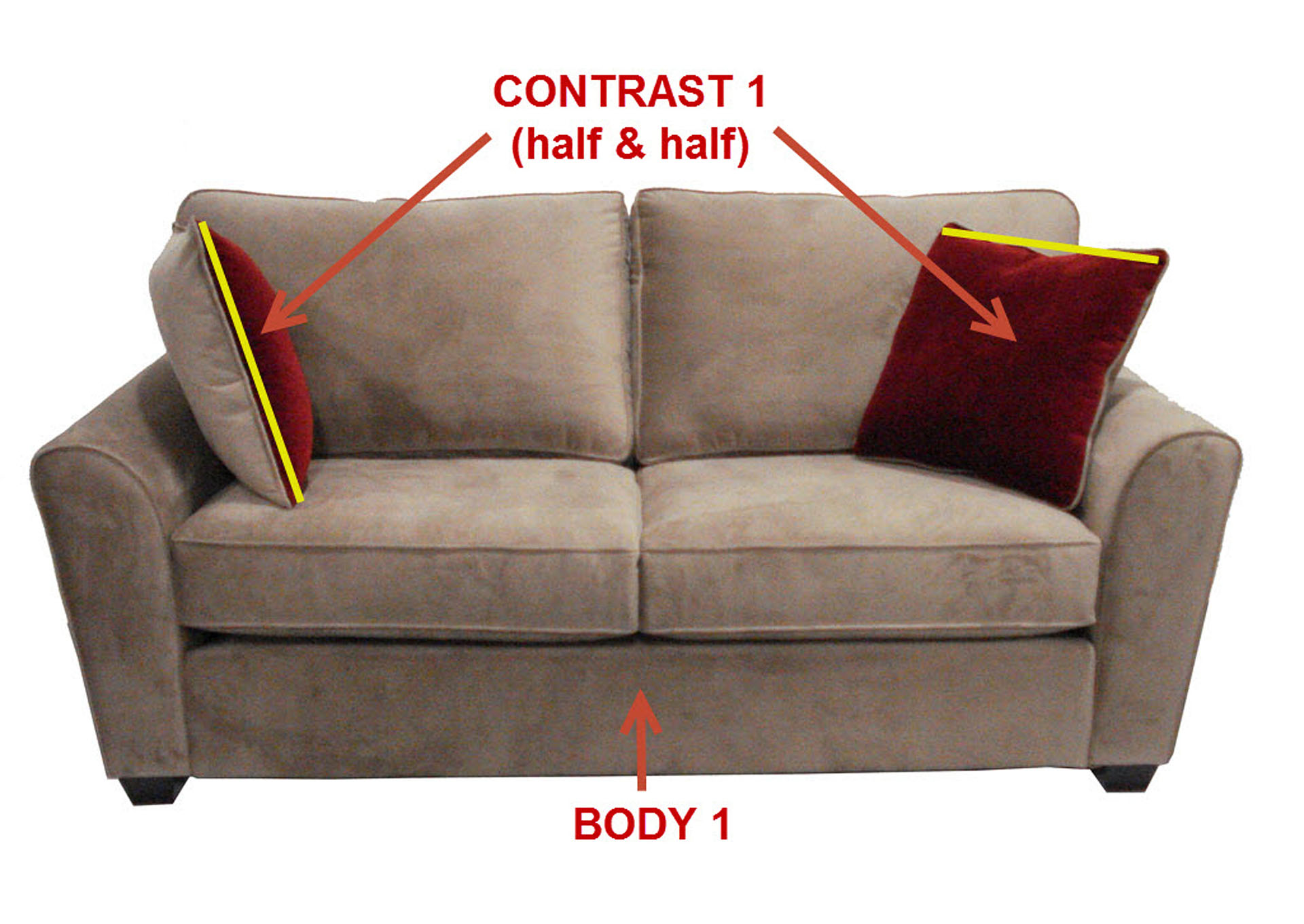 Value Selection Loft Fabric Sofa w/ 2 Pillows,Stanton