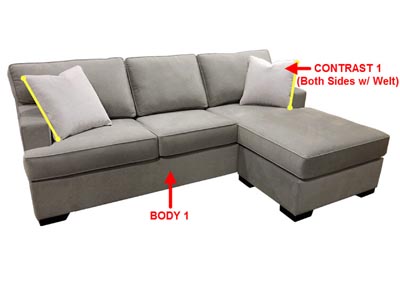 Image for Performance Fabric Sofa Chaise Queen Sleeper Gel w/ 2 Pillows