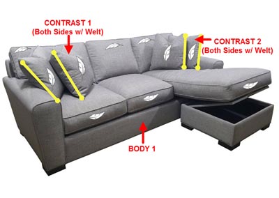 Image for Performance Fabric Sofa Chaise w/ Storage w/ 4 Pillows