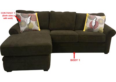 Image for Performance Fabric Sofa Chaise Queen Sleeper Gel w/ 2 Pillows