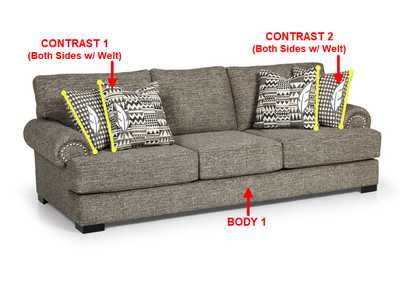Image for Performance Large Fabric Sofa w/ 4 Pillows