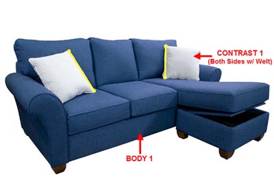 Image for Performance Fabric Sofa Chaise w/ Storage w/ 2 Pillows