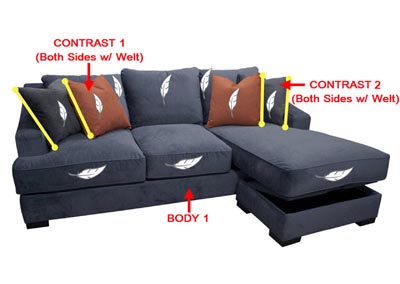 Image for Performance Fabric Sofa Chaise w/ Storage w/ 4 Pillows