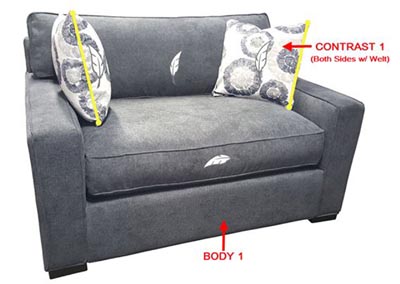 Image for Performance Twin Fabric Sleeper Sofa Gel w/ 2 Pillows