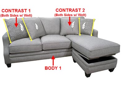 Image for Performance Fabric Sofa Chaise w/ Storage w/ 4 Pillows