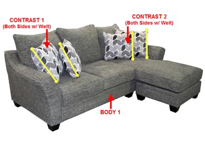 Image for Performance Fabric Sofa Chaise w/ Storage w/ 4 Pillows