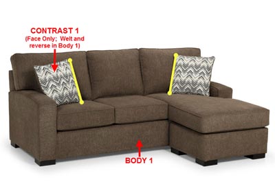 Image for Performance Fabric Sofa Chaise w/ 2 Pillows