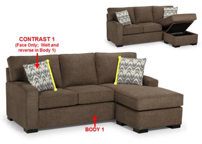Image for Performance Fabric Sofa Chaise w/ Storage w/ 2 Pillows