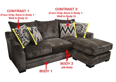 Image for Performance Fabric Sofa Chaise w/ 4 Pillows