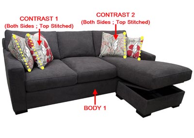 Image for Performance Fabric Sofa Chaise w/ Storage w/ 4 Pillows
