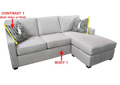 Image for Value Selection Fabric Sofa Chaise w/ 2 Pillows