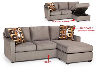 Image for Performance Fabric Sofa Chaise w/ Storage w/ 2 Pillows