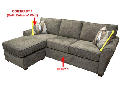 Image for Performance Fabric Sofa Chaise w/ 2 Pillows