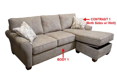 Image for Performance Fabric Sofa Chaise w/ Storage Otto w/ 2 Pillows