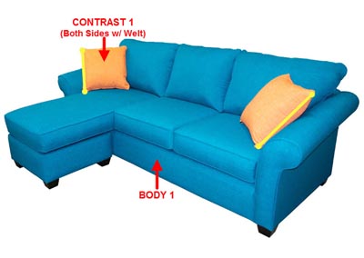 Image for Performance Fabric Sofa Chaise w/ 2 Pillows