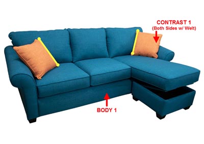 Image for Performance Fabric Sofa Chaise w/ Storage w/ 2 Pillows