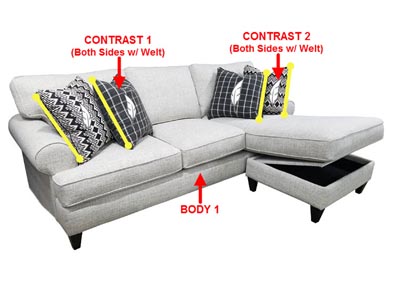 Image for Performance Fabric Sofa Chaise w/ Storage Otto w/ 4 Pillows