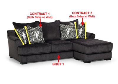 Image for Performance Fabric Sofa Chaise w/ 4 Pillows
