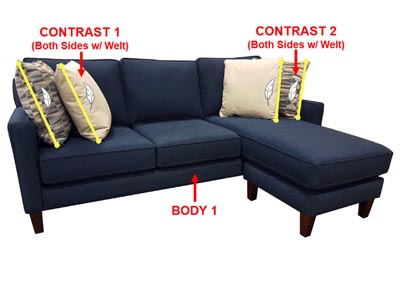 Image for Performance Fabric Sofa Chaise w/ 4 Pillows