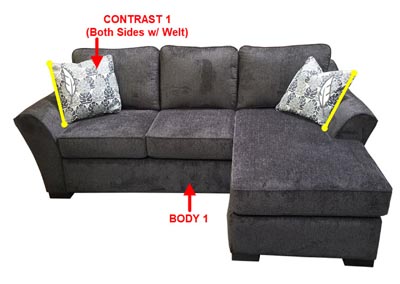 Image for Performance Fabric Sofa Chaise w/ 2 Pillows