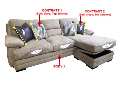 Image for Performance Fabric Sofa Chaise w/ Storage w/ 4 Pillows