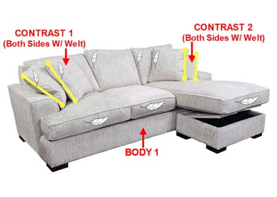 Image for Performance Fabric Sofa Chaise w/Storage w/ 4 Pillows