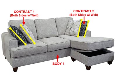 Image for Performance Fabric Sofa Chaise w/Stor w/ 4 Pillows