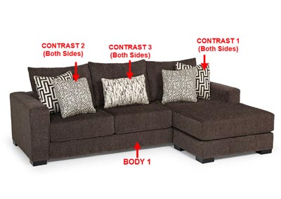 Image for Value Selection Fabric Sofa Chaise w/ 5 Pillows