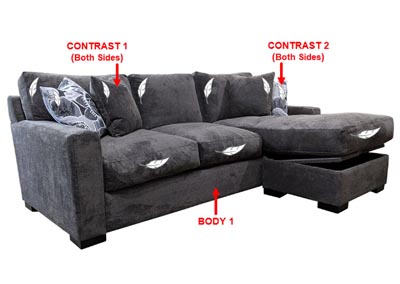 Image for Performance Fabric Sofa Chaise w/Storage w/ 4 Pillows