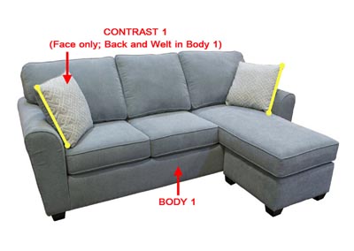 Image for Performance Fabric Sofa Chaise w/ 2 Pillows