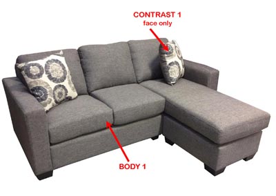Image for Performance Fabric Sofa Chaise Qn Sleeper Gel w/ 2 Pillows