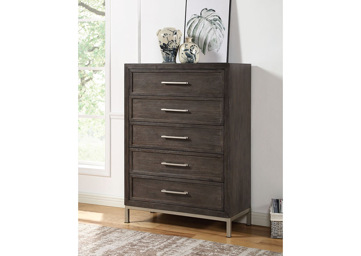 Broomfield Brown 5-Drawer Chest,Steve Silver